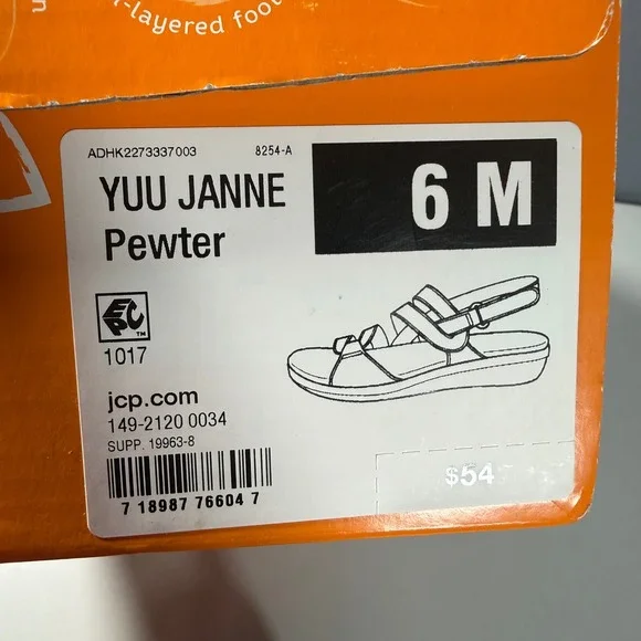 Yuu Janne Women Metallic Pewter Wedge Sandals Strappy Slingback 6M BTS16-10422 - Picture 7 of 8